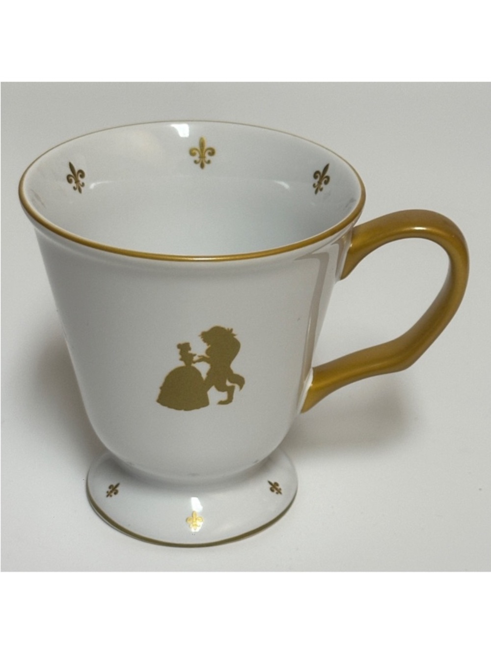 Disney Parks Beauty and the Beast Gold Silhouette Mug White Gold Accents